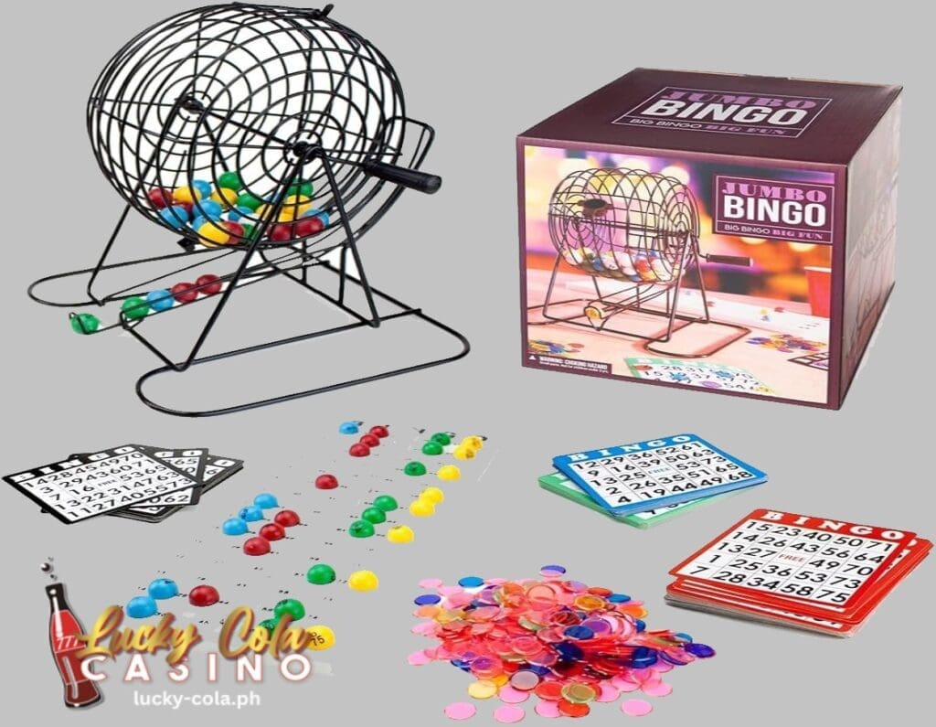 Ang mga nasaimaheng ito ang merong ibat ibang bola at mga cards na ginagamit sa paglalaro ng Bingo, ito ang mga kagamitan sa physical ng larong bingo.
