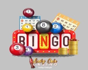 Anim na makukulay na bola asul, pula, dilaw, itim, violet at maroon ang nabibigay numero sa larong bingo na nag papahiwatig din sa mga cards na ipinapakita sa likod na salitang o mga letrang "BINGO" meron din salapi o gold coin na nagrerepresentang may pera sa paglalaro neto.